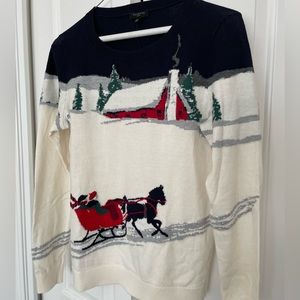 Talbots Petites Small Christmas 🎄 Holiday sleigh crewneck sweater
